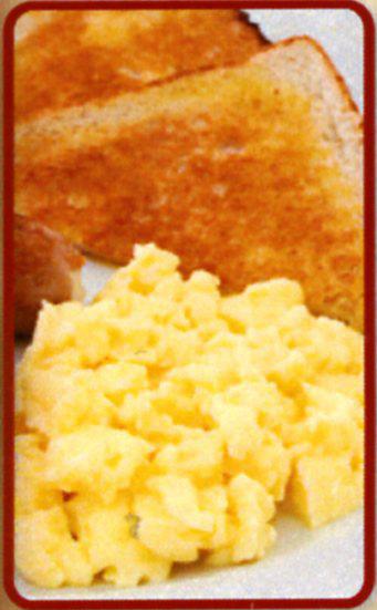 49 Hash & Eggs* - A traditional favorite served with two eggs and toast. 7.49 Quiche of the Day - Baked fresh daily! Ask your server what s offered for today.