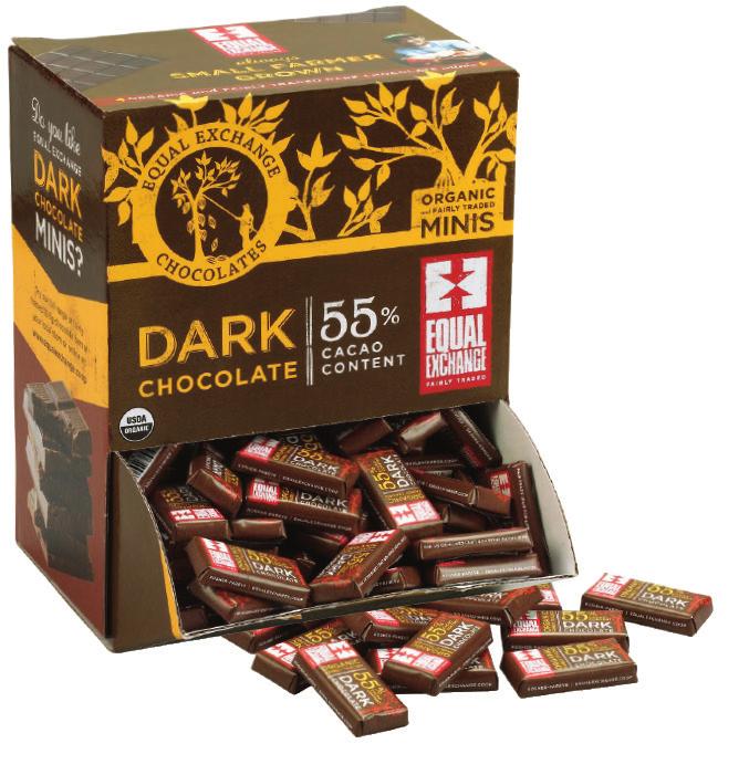 60 MILK CHOCOLATE 18300 Organic Milk Chocolate 43% $29.60 18301 Organic Milk Chocolate Caramel Crunch w/ Sea Salt 43% $29.60 Chocolate Minis Grab and go!