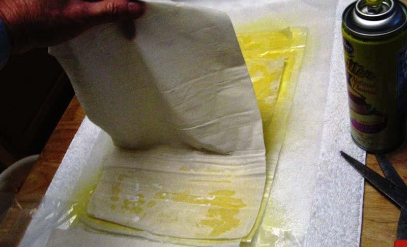 Keep doing this until you have used all the sheets in a roll, or about 5 or 6, and all are thoroughly covered with the Butter