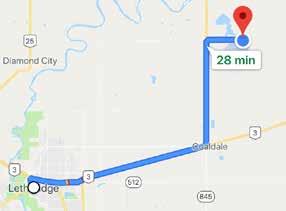 Directions: From Lethbridge go East on Hwy. 3 until your reach the second set of traffic lights in Coaldale, then turn left on to Hwy. 845 going North for 9.