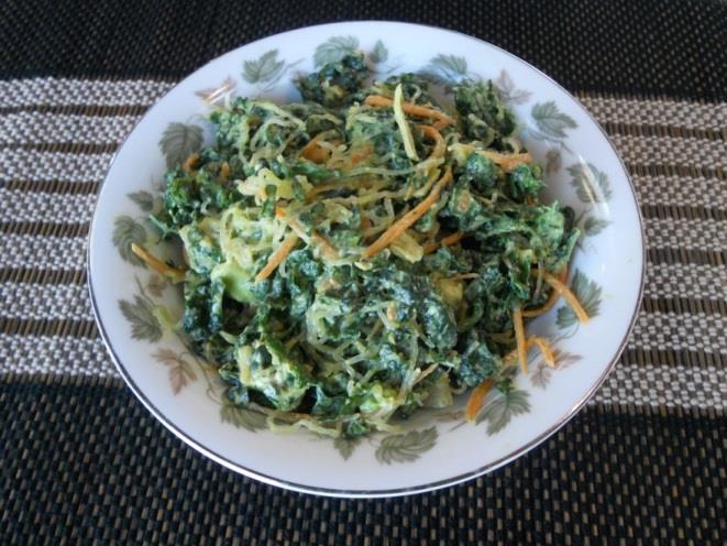 Avocado Kelp Noodle and Kale Salad 2 servings 1/2 large avocado 6 oz kelp noodles (2 cups or half the package) 3 cups kale stems removed and very thinly sliced (lacinato is best but curly is fine