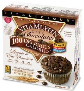 VitaMuffins Only 100 delicious calories with 9g fiber and 4g protein Contains Inulin and monk fruit