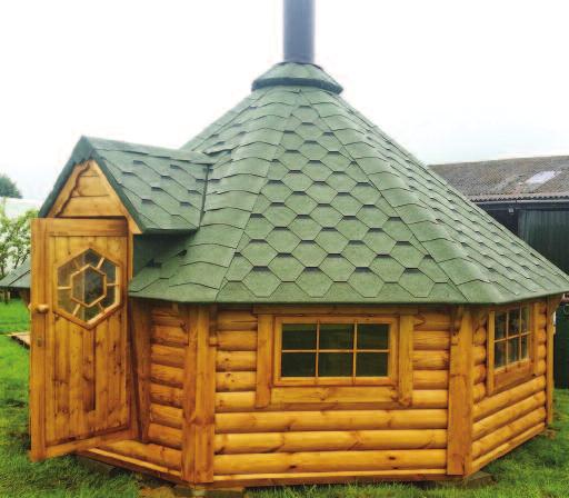 14.9m 2 BBQ Hut Size: 14-20 people Roof thickness: 18 mm Small porch with a roof at