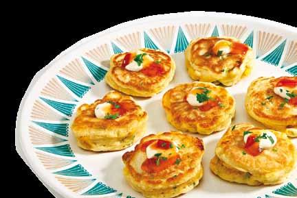 Easy to make Fritters Serves 25 800gms flour 2 1/2 Tbsp baking powder 10 eggs 500ml low fat milk 1/4 cup oil Extra ingredients, see variations Variations: Kumara and Ginger: Stir in 4 cups peeled,