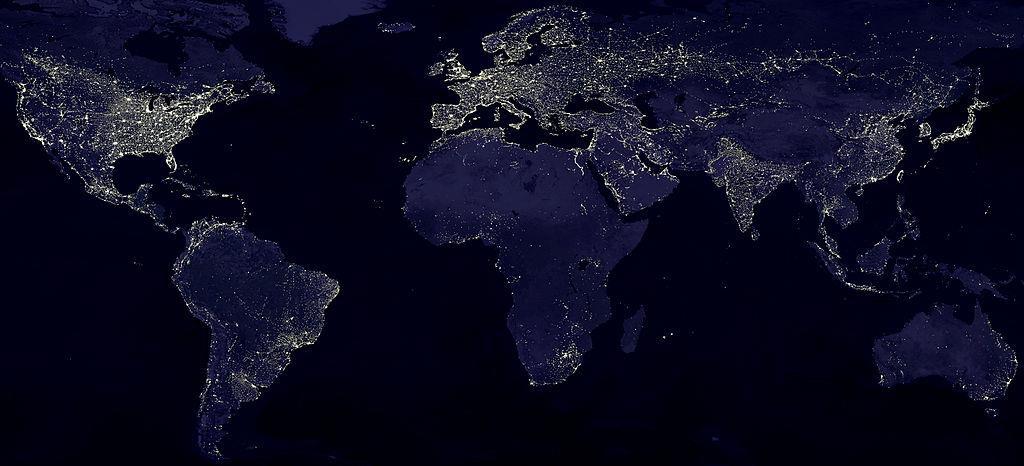 The Earth as seen at night from space in October
