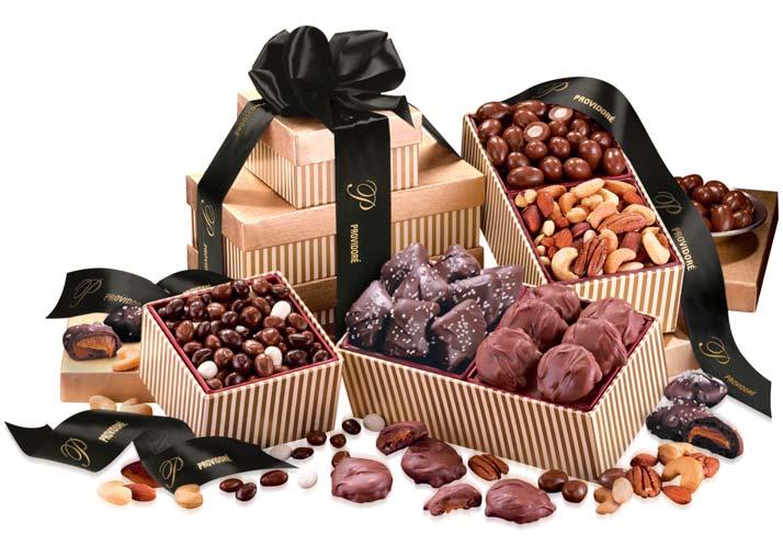 Royale Tower Collection Classic Royale Royale Delights Pecan Turtles, 6 oz. Deluxe Mixed Nuts, 5 oz. Chocolate Covered Almonds, 6 oz. Chocolate Sea Salt Caramels, 5 oz.