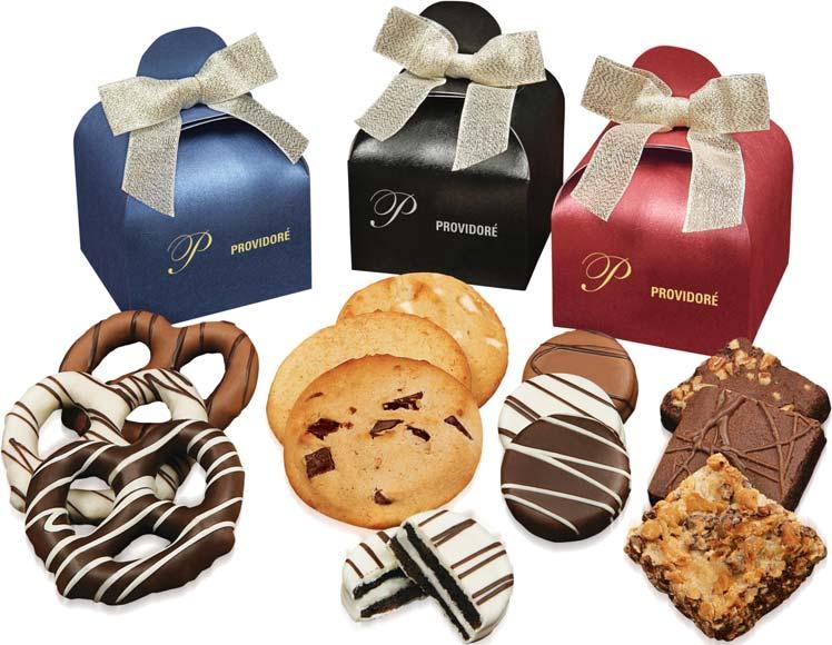 Chocolate Favors Supreme Favors Choose your content from: 3 Chocolate Covered Pretzels 3 Baked Brownies Jumbo California Pistachios Milk Chocolate Covered Almonds Deluxe Mixed Nuts 12 Piece Pecan
