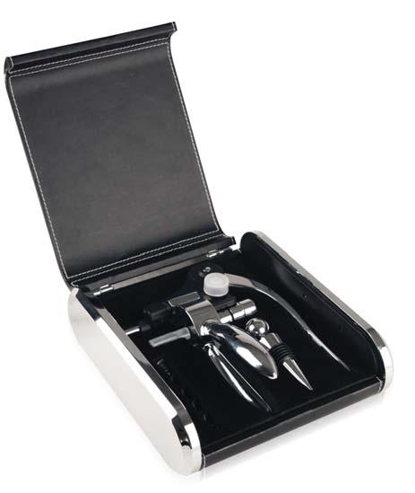 Classic 3-piece Wine Set includes a wine opener, stopper and spare helix coil.