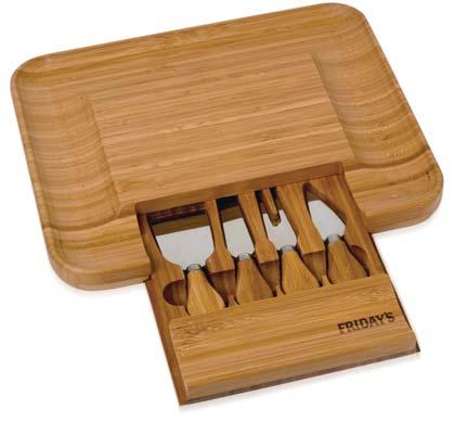 Fine Homestyle Accessories Bamboo Cheese Serving Set Hide Away Bamboo