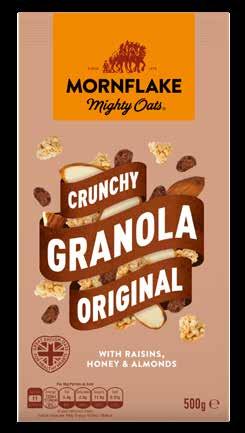 GRANOLA CRUNCHY GRANOLA ORIGINAL Mornflake Original Granola is made with the finest oats, expertly milled and toasted in our unique way.