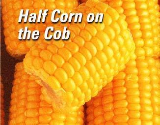 Selected sweet corn on the cob, cut in