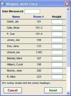 Multiple Entry This feature can be used to enter in multiple weights All weigh ins are used