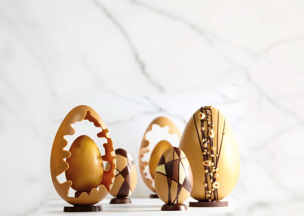 Easter Golden Egg Pipe the Callebaut Finest Belgian Caramel on the outside edges of the mould and let it drip in. Shape it to your liking.