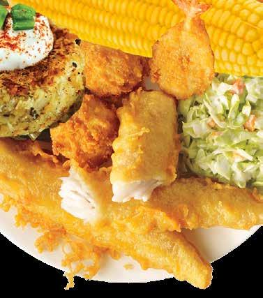 Every entrée is served with a hearty portion of french fries, creamy cole slaw, roll and butter, and a free side salad & choice of dressing. 21 Shrimp in a Basket 10.99 Flounder Fillet 11.