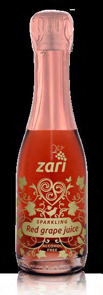 Lifestyle 187ml ZARI-tini (Launching soon) New Variant: ZARI-tini Red Grape juice: The new super-cool, party-size ZARI baby-cham has a domed closure with