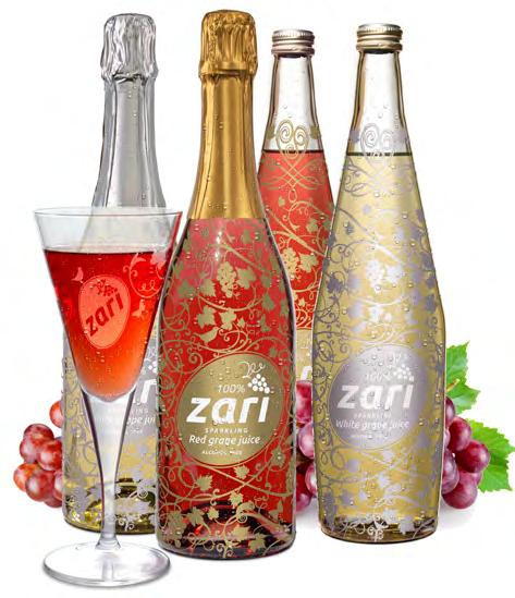 The quintessential alcohol-free drink to see in New Year s Eve or nights to remember ZARI is cold-pressed from 100% single-cultivar Cape Muscat seedless grapes, to impress at any table.