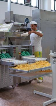In the PASTA FACILITY, continuous production lines are in operation producing long-cut pasta,