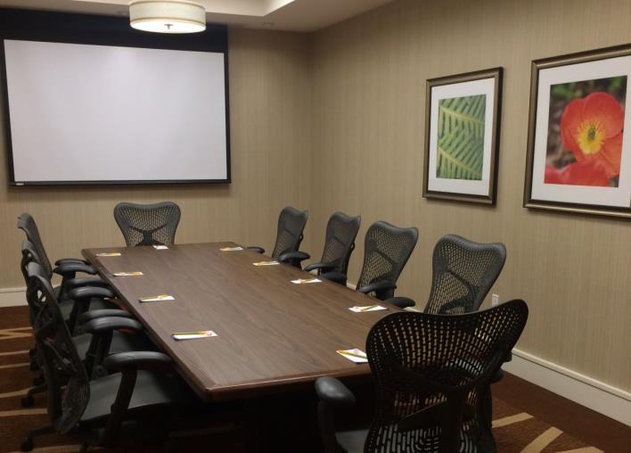 each and have an executive boardroom table that fits up to 10 people. Each has a drop down screen and whiteboard in the room. CONSERVATORY $350.