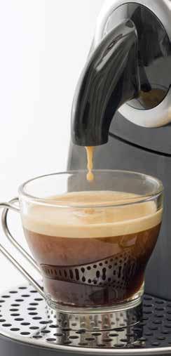 The Nespresso machine is provided with a selection of coffee pods, each with individual profiles and aromas.