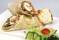 65 Grilled Beef strips layered with guacamole, sour cream, caramelised balsamic onions, greens, jalapenos wrapped in a soft tortilla wrap with cheese. Chicken Kebab Roll 3.