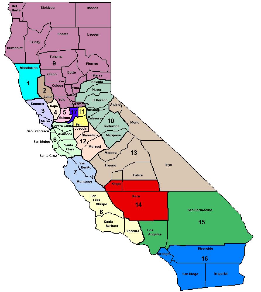MAP AND DEFINITIONS OF CALIFORNIA GRAPE PRICING DISTRICTS 1. Mendocino County 2. Lake County 3. Sonoma and Marin Counties 4. Napa County 5. Solano County 6.