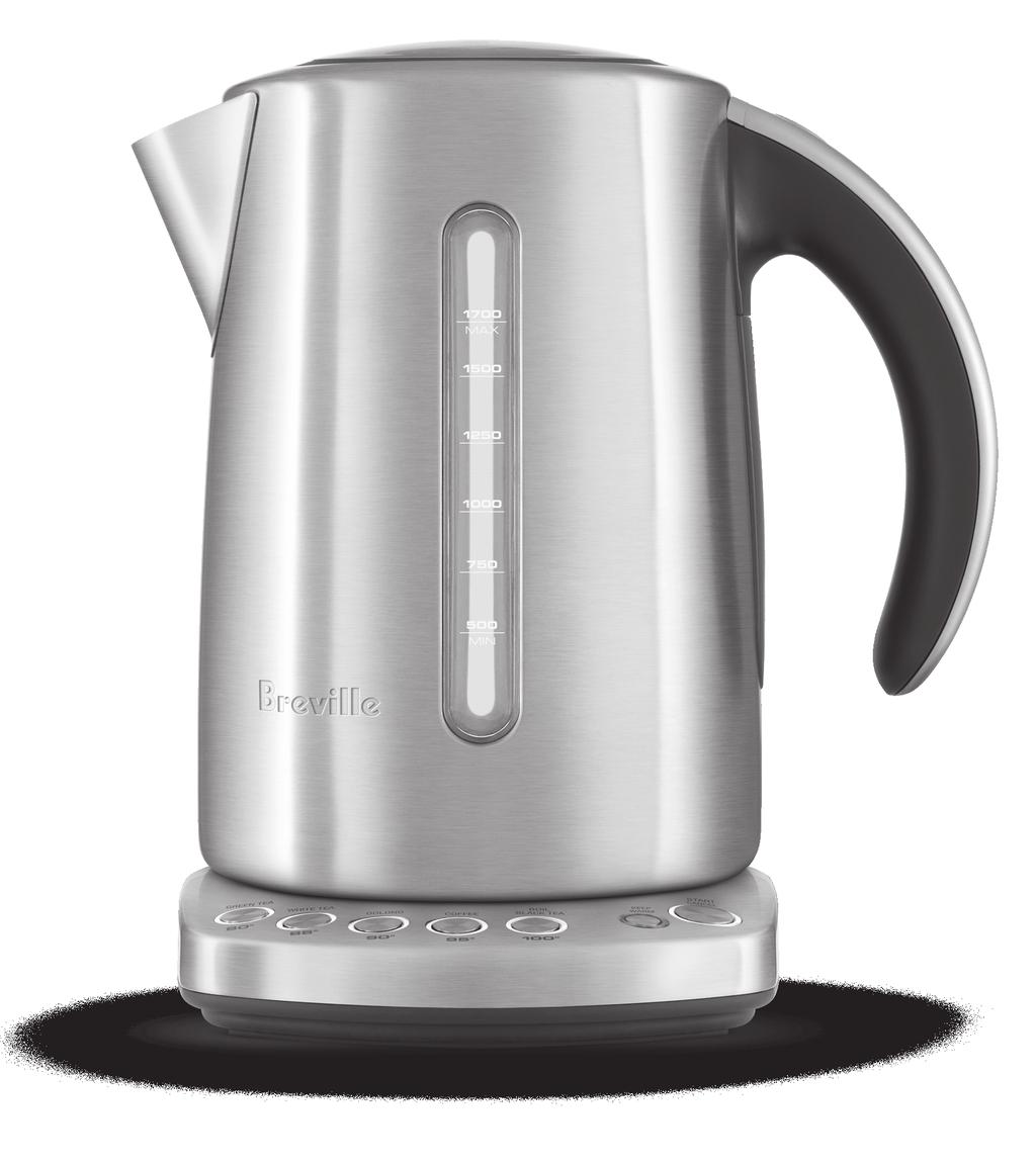 KNOW YOUR BREVILLE Smart Kettle F G A B C D H I J E A. B. C. D. E. F. G. Removable scale filter Premium quality brushed stainless steel Dual water windows 1.