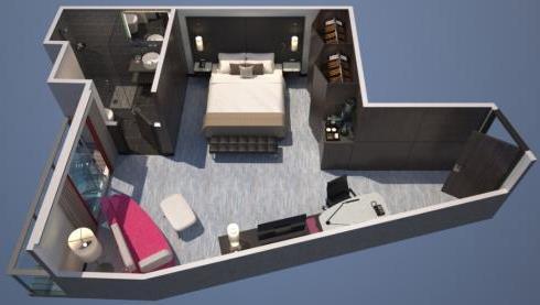 409 square feet suite with bow-window or balcony
