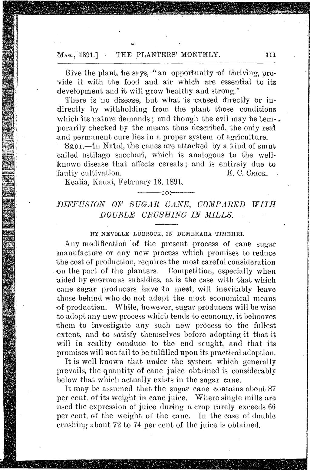 MAR., 1891.] THE PLAWrEHS' MONTHLY. Give the plant, he says,,(, an opportunity 'of Ull'ivlng, pro 'vide it with the food and air which are essentia,l to its devel'opl1lentalld J.
