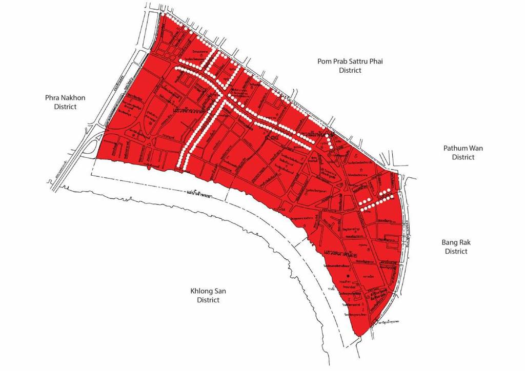 district that does not contain residential area in the district. Thus, buildings in this area are mostly commercial buildings that open directly to footpath.