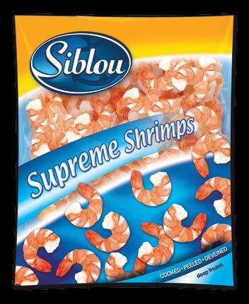 Tiger shrimps (Penaeus Monodon) or Pacific White shrimps (Penaeus Vannamei), cooked,