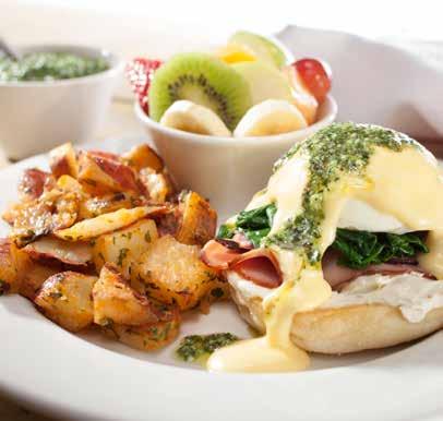 All of our bennies are made with 2 poached eggs covered in creamy hollandaise sauce and served on a toasted English muffin with our signature hashbrowns or fresh sliced tomatoes.
