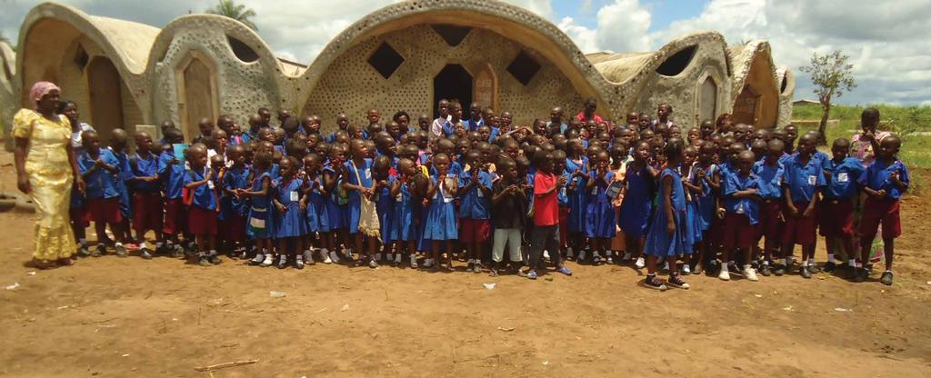 our giving School for children in Sierra Leone made from recycled materials.