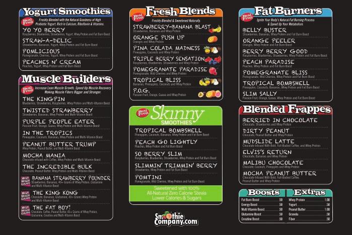 6-panel, Choose Your Smoothie Menu System The Choose Your Smoothie Menu System allows customers to choose a smoothie from pre-designed categories that already contain a