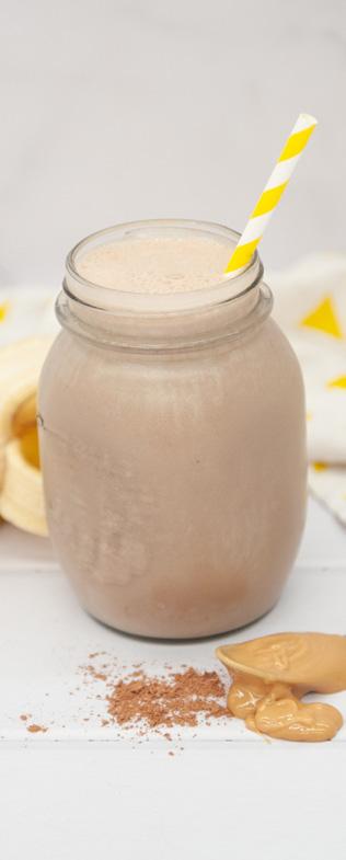 Peanutty Banana 30g Be Fit Blend Chocolate Protein Booster 80g Banana 10g Peanut butter 1 Tsp Cacao 250ml Unsweetened almond milk Serving size: 492g