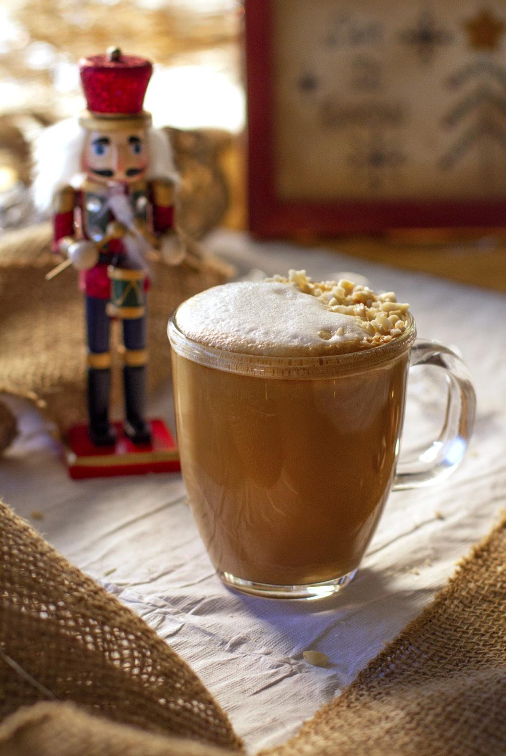Nutcracker Latte Fit for fantastic tales and sprinkled with a little holiday magic, this rich brew contains raw-pressed macadamia nut milk, sweet hazelnut and espresso. Yield: 1, 12 oz.