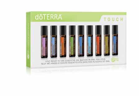 dōterra TOUCH COLLECTION Includes NINE of our most popular essential oils: Essential Oils Singles: Frankincense Lavender Peppermint Oregano Tea Tree Essential Oils Blends: Deep Blue Easy Air On Guard