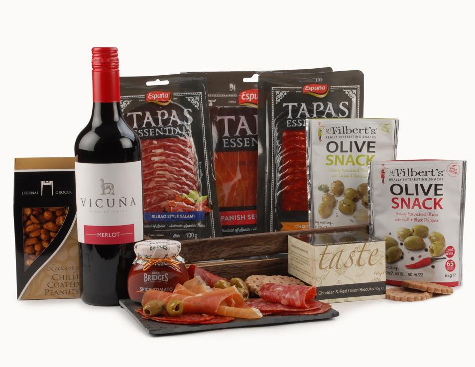FOOD & DRINK SPECIFICATION Deb Number Product Name H18138 Tapas Gift Tray Ingredients Vicuna Merlot 75cl (Chile) Mr.