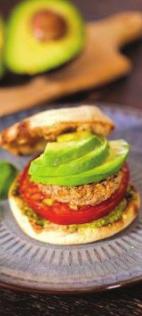 Turkey Sausage & Avocado Muffin with Pesto Sliced avocado & tomato with turkey sausage on an english muffin Yield 4 Sandwiches Serving 1 Sandwich ¼ cup Basil Leaves 1/8 tsp Salt 2 Tbsp Olive Oil 1/2
