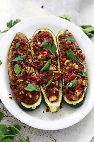 LUNCH Stuffed Zucchini with Lamb A delicious and satisfying recipe that is easy to increase in quantity to serve the whole family.