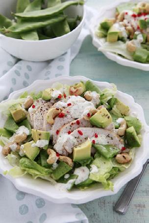 DINNER Chicken & Avocado Salad Serves 2 An easy and nutritious salad with a healthy, creamy dressing. Ideal to increase the quantities and serve to the whole family.