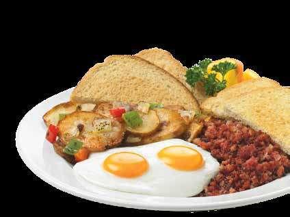 All egg dishes are served with our RubySpuds 150 CAL and your choice of Bagel 360 CAL, toast 270-330 CAL or English muffin 200 CAL.