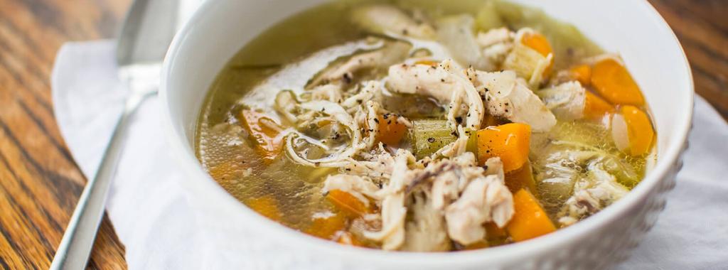 Slow Cooker Chicken Soup 8 ingredients 6 hours 6 servings 1. Add all ingredients to the crock pot and cook on low for 6-8 hrs. 2.