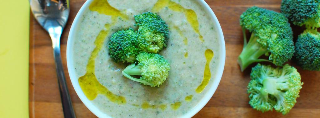 Cream of Broccoli Soup 10 ingredients 30 minutes 4 servings 1. Throw your chopped onion, carrot, celery and broccoli in a large pot. Pour in water and add the dried basil and sea salt.
