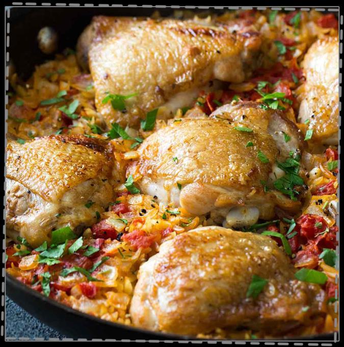 One Pan Tex-Mex Chicken and Rice Cook Time: 45 mins Chicken 3 boneless chicken breasts cajun seasoning 1/2 teaspoon chili powder 1 tablespoon oil Tex-Mex Rice 1 tablespoon oil 1/2 cup onion 3 mini