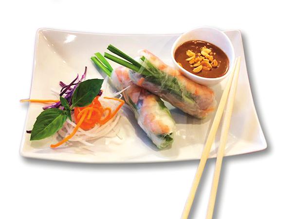 95 Lettuce, basil, grilled chicken, and vermicelli wrapped in rice paper. 4. GRILLED BEEF SUMMER ROLLS GỎI CUỐN BÒ NƯỚNG (2) $ 3.95 Lettuce, basil, grilled beef, and vermicelli wrapped in rice paper.