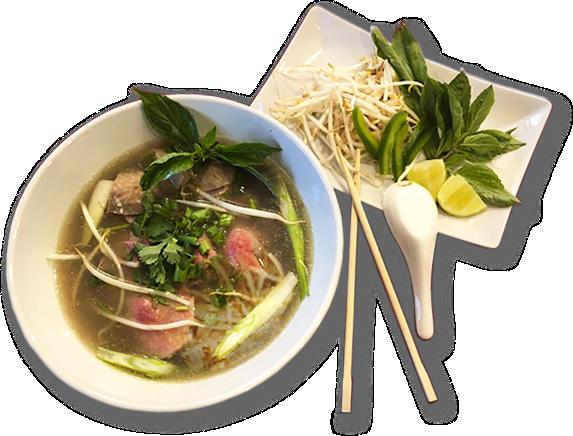 Vietnamese Beef Noodle Soup - Phở Served with rice noodles, bean sprouts, basil, cilantro, onion & scallions. 17.