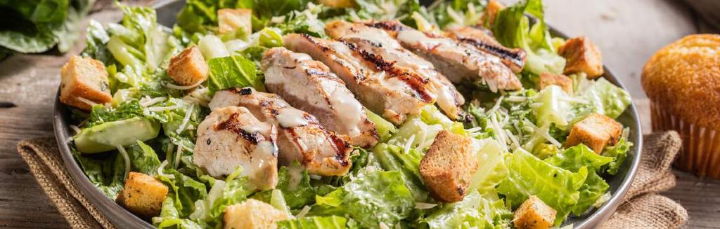 CHICKEN CAESAR SALAD Add a cup of Soup, Chili, Side Salad or Loaded Baked Potato for $3.49 Add a meat (330-680 Cal.) for $3.99 Salads N Soups Served with a Corn Bread Muffin (260 Cal.). Dave s Sassy BBQ Salad (290-500 Cal.