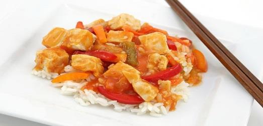 SWEET AND SOUR CHICKEN WITH RICE Approx. 50 portions.