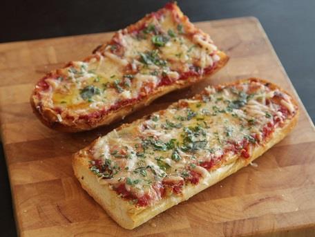 FRENCH PIZZA BREAD Serves 10 5 demi baguettes 5tbs tomato puree Dried Italian herbs 200g grated cheese 1. Bake baguettes on 180 oc for 8 minutes, allow to cool 2.