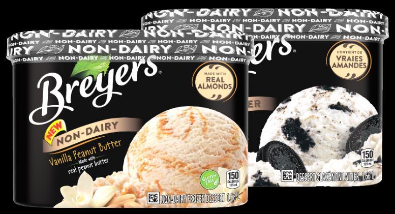NEW Breyers Non-Dairy Introducing a delicious non-dairy frozen dessert from Breyers, made with REAL almonds! It's even suitable for those on a vegan diet try it today!